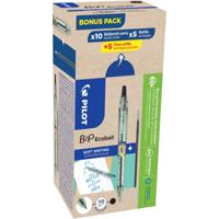 Pilot Ecoball B2P BeGreen balpen, large, zwart, doos van 10 stuks + 10 navullingen