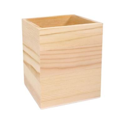 Pennenbakje - hout - 8 x 8 x 10 cm - vierkant - bureau organizer