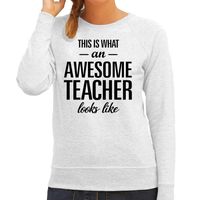 This is what an awesome teacher looks like cadeau sweater / trui grijs dames 2XL  - - thumbnail