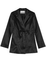 GANNI blazer satiné à taille nouée - Noir