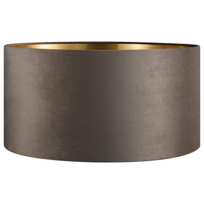 Fluweel - Velvet Lampenkap - Cilinder - Grey + goud - Luxe stijl - ø50 x 25 cm - E27 fitting - voor staande lamp en Pendellamp - voor woonkamer en eetkamer