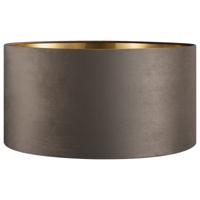 Fluweel - Velvet Lampenkap - Cilinder - Grey + goud - Luxe stijl - ø50 x 25 cm - E27 fitting - voor staande lamp en Pendellamp - voor woonkamer en eetkamer