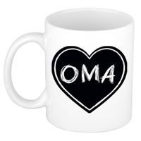 Liefste oma verjaardag cadeau mok - zwart krijtbord hartje - 300 ml - Keramiek - opa/oma dag   -