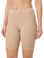 Dames boxershort lange pijpjes kant 38490 - Kanten broekje voor onder een jurk - Microfiber ondergoed