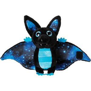Suki Gifts Pluche knuffeldier vleermuis - blauw/zwart - 17 cm - speelgoed