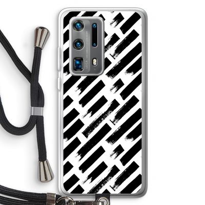 Zwarte vegen: Huawei P40 Pro Plus Transparant Hoesje met koord