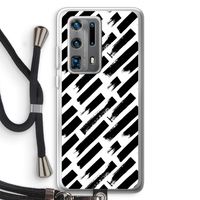 Zwarte vegen: Huawei P40 Pro Plus Transparant Hoesje met koord