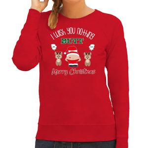 Foute Kersttrui/sweater voor dames - I Wish You Nothing Butt Merry Christmas - rood - Kerstman