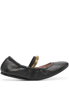 Moschino logo-plaque leather ballerina shoes - Noir