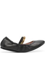 Moschino logo-plaque leather ballerina shoes - Noir - thumbnail