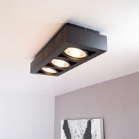Castor nero III by LUSENZ - Rechthoekige 3-lichts plafondlamp met richtbare spots en matzwarte coating Castor nero III by LUSENZ - Rechthoekige 3-lichts plafondlamp met richtbare spots en matzwarte coating