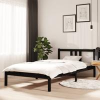 Bedframe massief hout zwart 100x200 cm