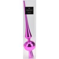 Kerstboom piek - fuchsia roze - 29,5 cm - kunststof - glans -kerstpiek