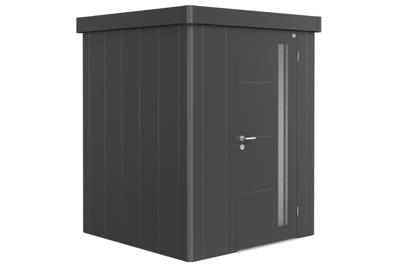 Biohort Metalen tuinhuis Neo - Enkele deur - Donkergrijs - 1A (180x180 cm)- Plat dak- Metaal- Biohort