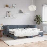 Slaapbank met onderschuifbed 90x200 cm fluweel donkergrijs