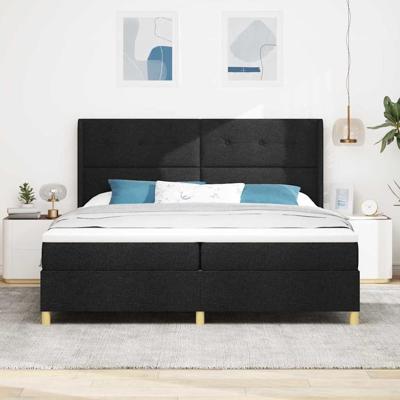 Boxspringbed met matras met hoofdeinde Zwart 200 x 200 cm Stof