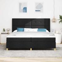 Boxspringbed met matras met hoofdeinde Zwart 200 x 200 cm Stof