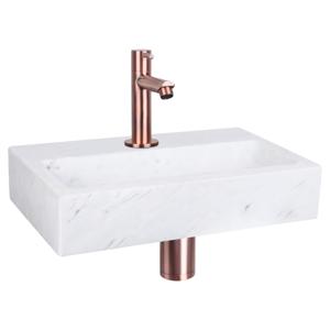 Differnz Flat fonteinset marmer - kraan recht - 38 x 24 x 8 cm - rood koper