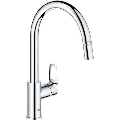 Keukenkraan - Eéngreepsspoelbakmengkraan - Chroom - Hoge C-vormige uitloop - Uittrekbare perlator - GROHE StartLoop - 30556000