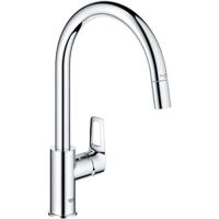 Keukenkraan - Eéngreepsspoelbakmengkraan - Chroom - Hoge C-vormige uitloop - Uittrekbare perlator - GROHE StartLoop - 30556000 Keukenkraan - Eéngreepsspoelbakmengkraan - Chroom - Hoge C-vormige uitloop - Uittrekbare perlator - GROHE StartLoop - 30556000