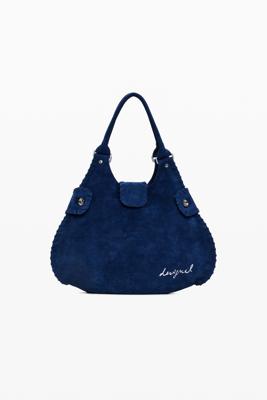 Middelgrote gevlochten leren tas - BLUE - U