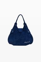 Middelgrote gevlochten leren tas - BLUE - U