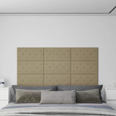 Wandpanelen 12 st 2,16 m² 60 x 30 cm kunstleer cappuccinokleur