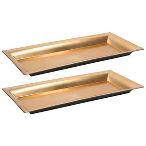 2x stuks kaarsenborden/plateaus goud 36 cm rechthoekig