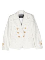 Balmain Kids blazer croisé à logo brodé - Blanc