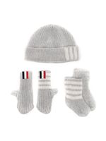 Thom Browne Kids ensemble bonnet-gants en mérinos - Gris - thumbnail