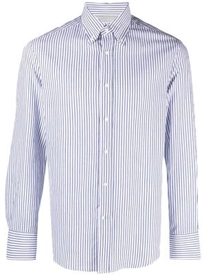 Brunello Cucinelli chemise rayée à manches longues - Blanc