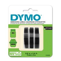 Labeltape Dymo 3D 9mmx3m wit op zwart blister Ãƒ 3 stuks - thumbnail