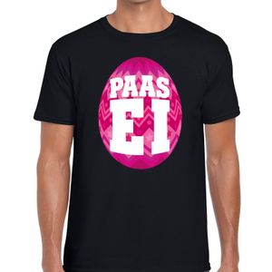 Paasei t-shirt zwart met roze ei voor heren