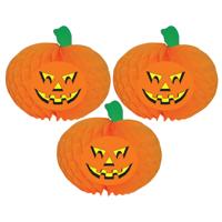 Halloween versiering pompoen - Set van 3x stuks - decoratie - Dia 30 cm - Brandvertragend papier