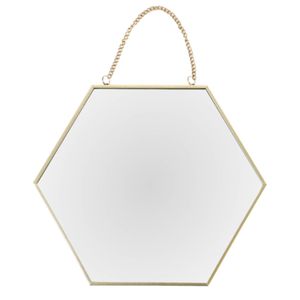 MISOU Spiegel Honingraad - Goud - met Ketting - Wandspiegel - Decoratieve - Accessoires