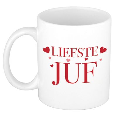 Liefste juf kado mok / beker wit - verjaardagscadeau