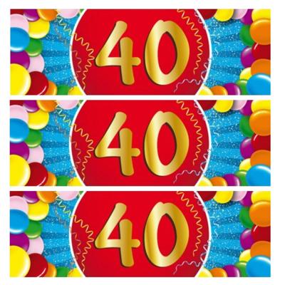 40 jaar leeftijd sticker - 10x - 19 x 6 cm - verjaardag - jubileum - versiering