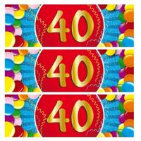 40 jaar leeftijd sticker - 10x - 19 x 6 cm - verjaardag - jubileum - versiering
