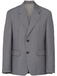 Prada blazer en laine mélangée à simple boutonnage - Gris