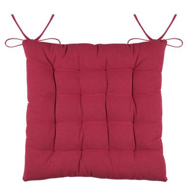 Stof Textile stoelkussens DUO - rood - 38 x 38 x 3.5 cm - touwtjes sluiting