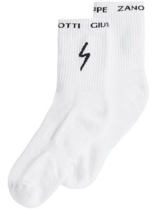 Giuseppe Zanotti chaussettes nervurées à logo intarsia - Blanc