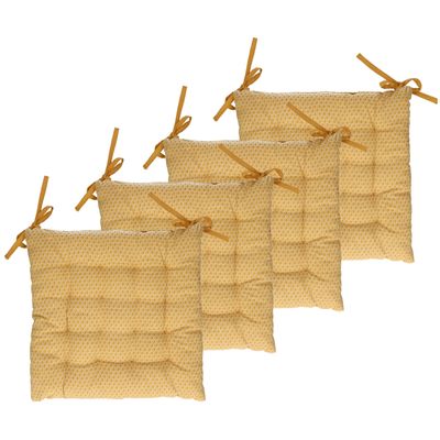 Atmosphera Stoelkussens - 6x - geel - katoen - 38 x 7 cm - wicker zitkussen