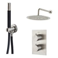 Regendouche set SaniClear Inox Pro | Inbouw | Thermostaatkraan | 2-weg | Rond | RVS look