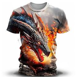 Grafisch Draak Casual Subcultuur Voor heren 3D-afdrukken T-shirt Buitensporten Dagelijks Feestdagen T-shirt Geel blauw Paars Korte mouw Strakke ronde hals Overhemd Lente zomer Kleding S M L XL 2XL 3XL Lightinthebox