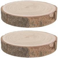 2x anna paulowna boomschijf - bruin - hout - 23-28 cm - decoratie - kaarsenplateau