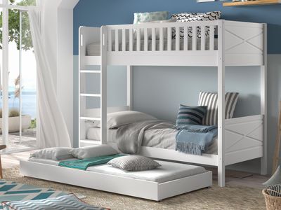 Stapelbed SCOTY 90x200 cm witte pijnboom met bedlade