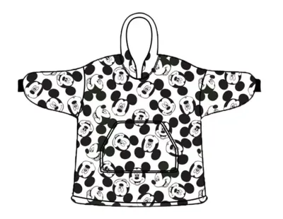 Mickey Mouse Hoodie Fleece deken Black White, 7 - 14 jaar