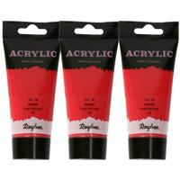 Acrylverf/hobbyverf op waterbasis - 3x - rood - 75 ml - Schilderen/knutselen