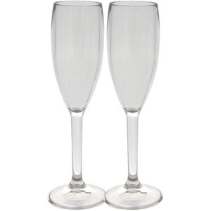 Set van 2x stuks onbreekbare kunststof camping champagneglazen 175 ml