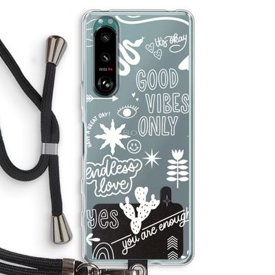 Good vibes: Sony Xperia 5 III Transparant Hoesje met koord